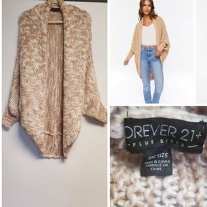 Forever 21 Plus Open Chunky Knit Wool Blend Cardigan Sweater One Size